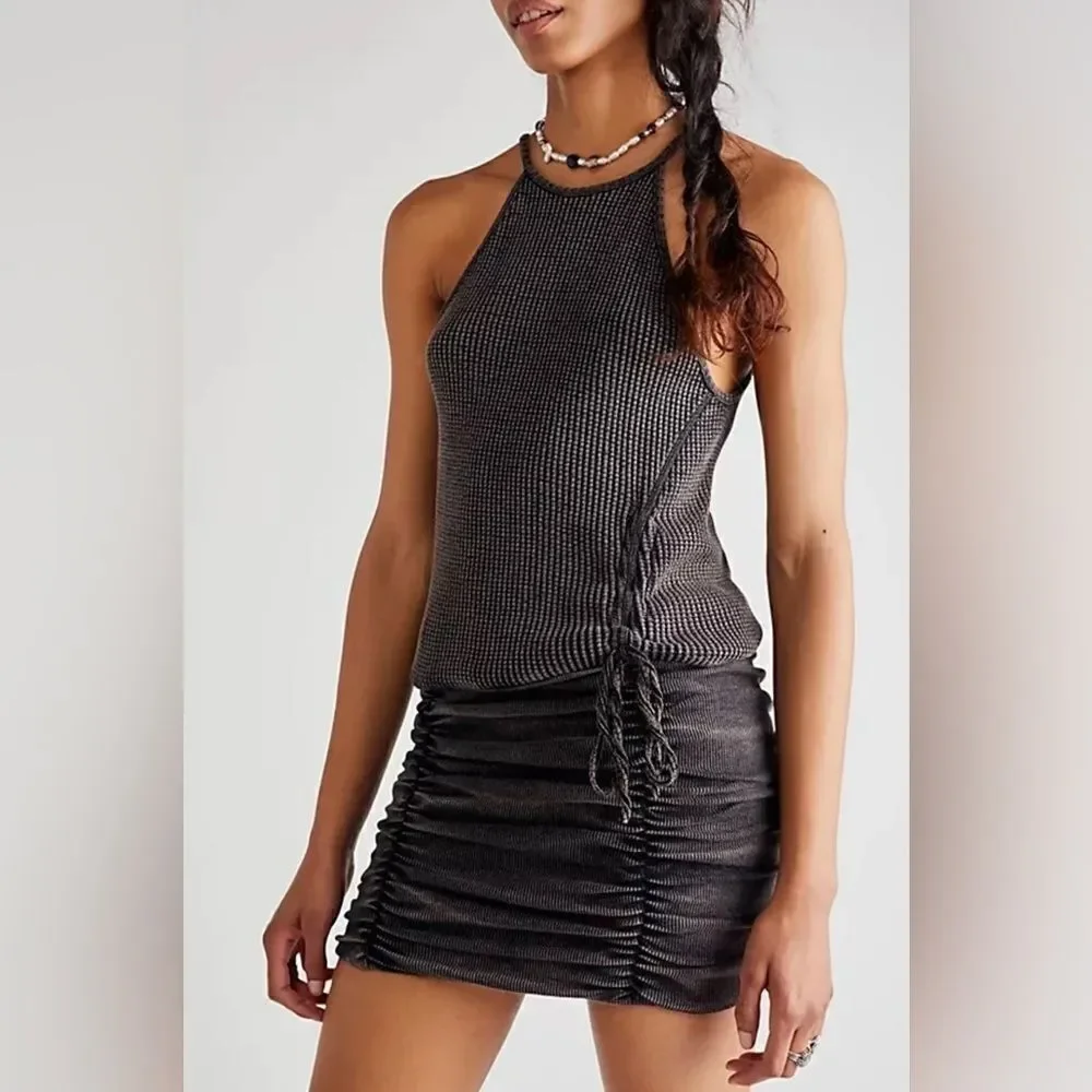 New
Free People Women's FP One Katya Thermal Mini Dress in Grey Black - Picture 2 of 7
